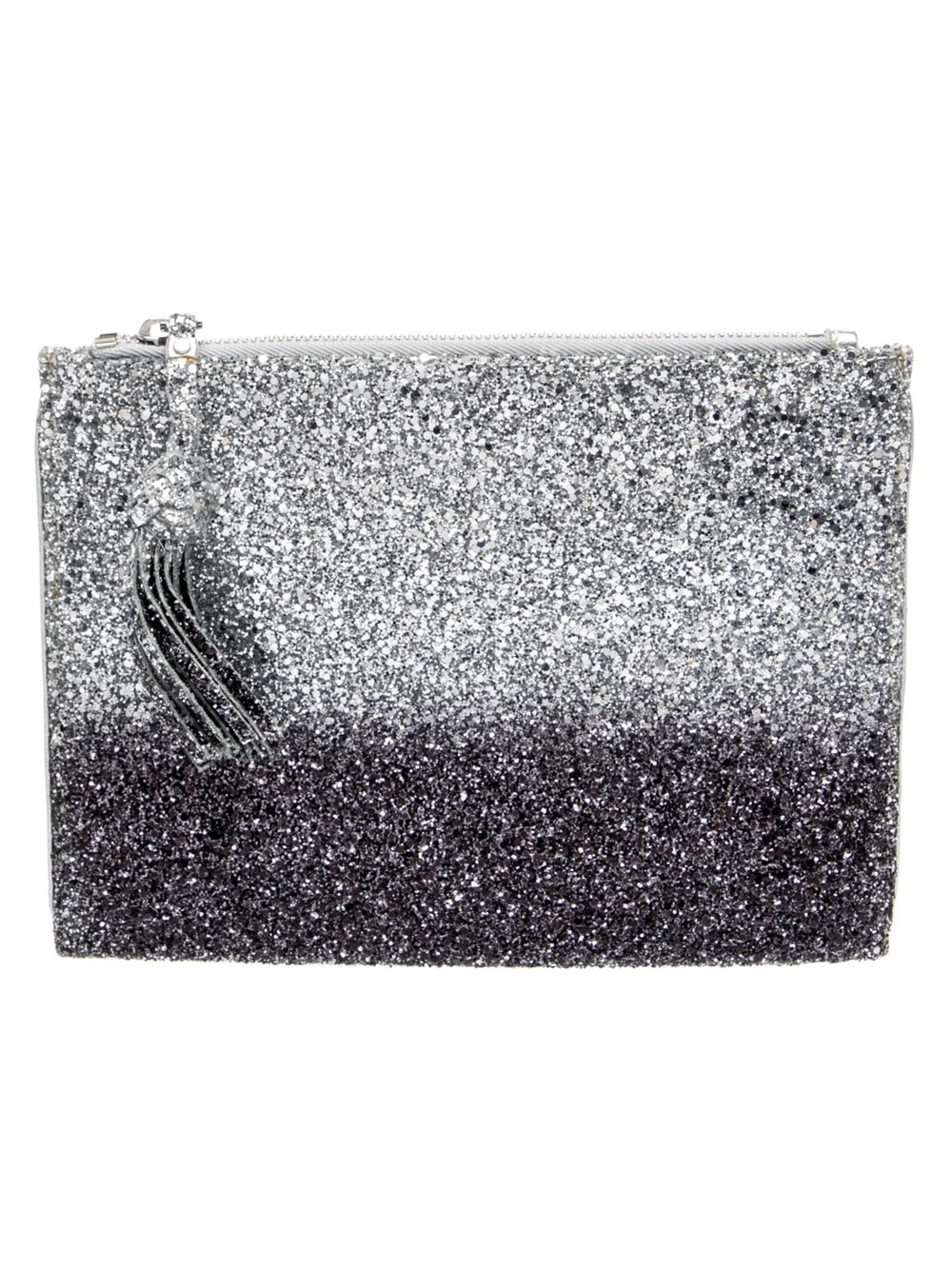 KATHERINE KWEI $250 "Lila Pouchette" Ombre Glitter Leather Clutch Bag • NEW tags